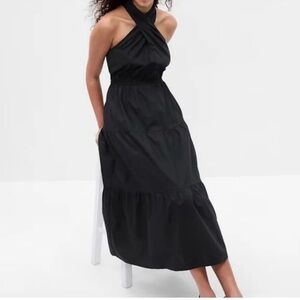 EUC Gap Cris Cross Halter Tiered Skirt Maxi Dress Small Petite